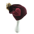 Fourrure Pom Pom style coeur jacquard mode Bonnet Bonnet pour fille